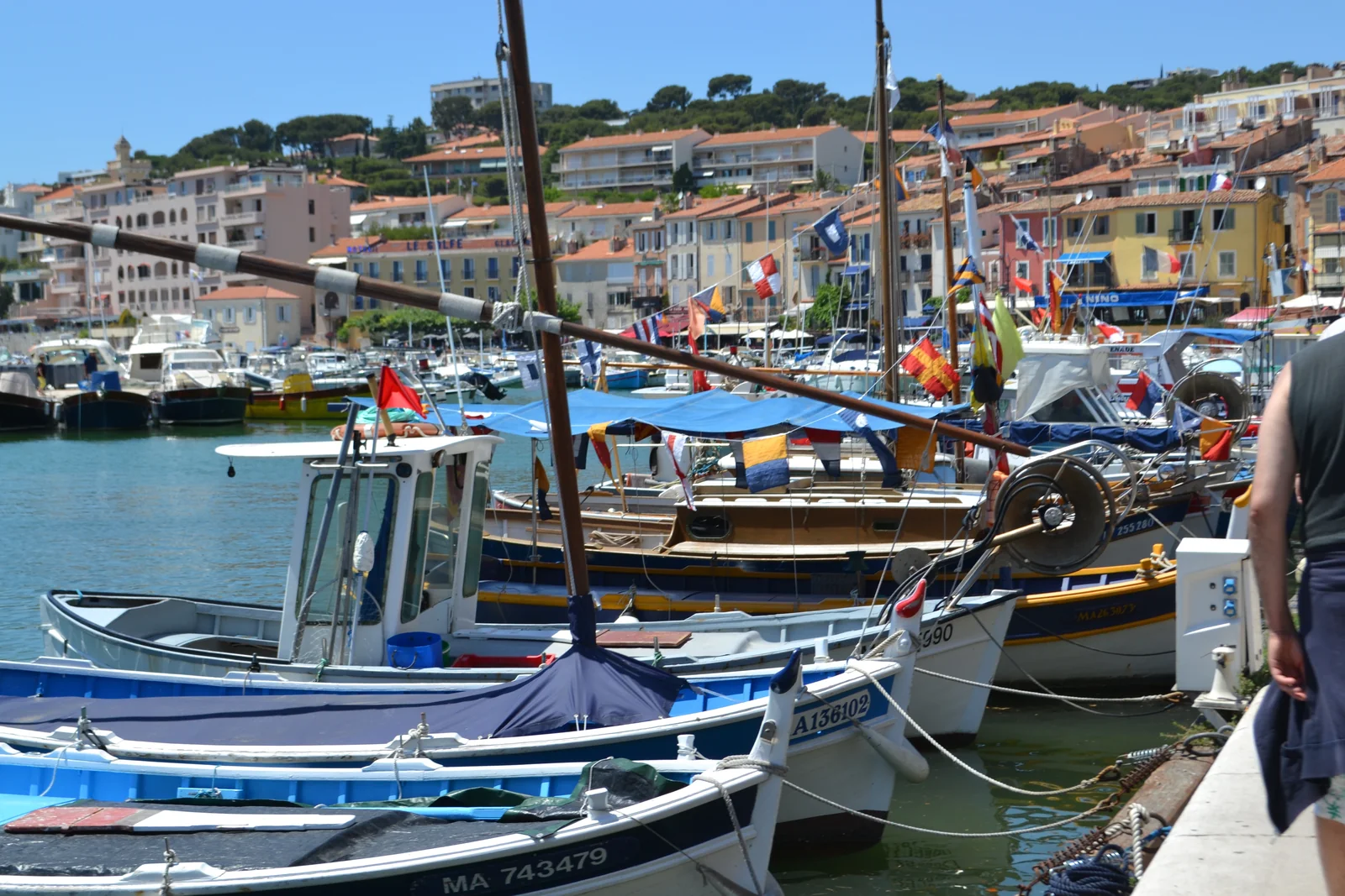 Les pointus colorés amarrés dans le port de Cassis